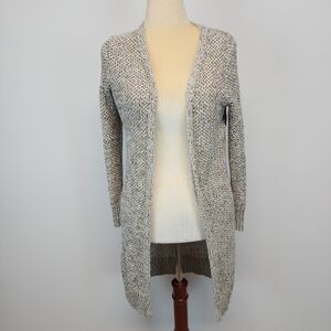 Cleo Womens Chunky Knit Duster Cardigan Sweater Size M Marled Beige Neutral